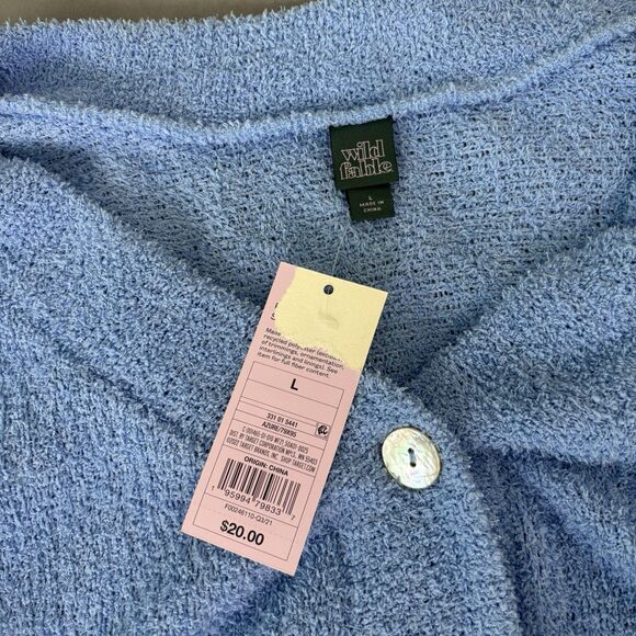 Wild Fable Women's Sz XL Cropped Cardigan Sweater Azure Blue Button Front New - Picture 4 of 6
